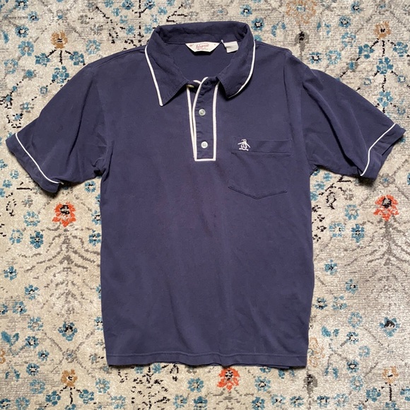 🐧 Original penguin blue & white polo short sleeve - Picture 1 of 6